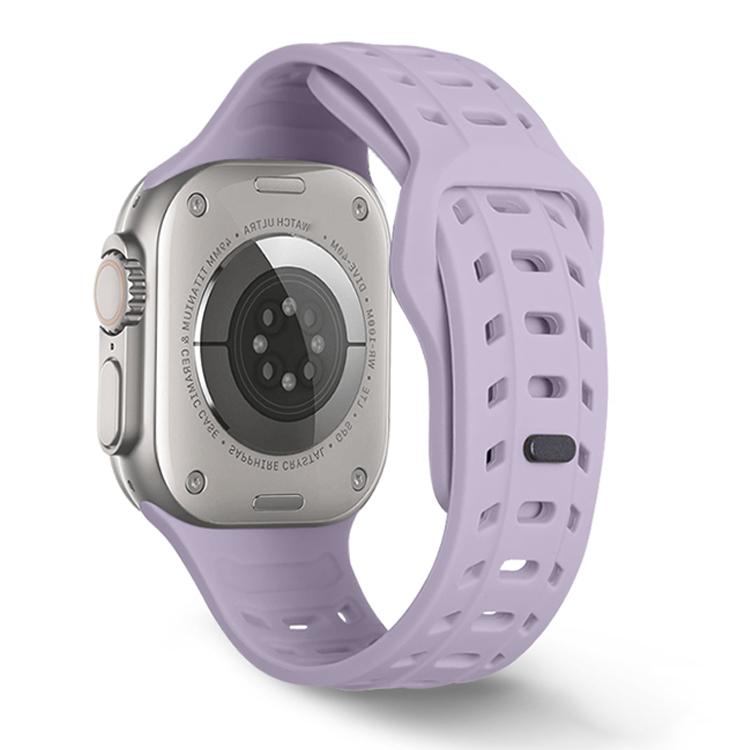 For Apple Watch 46mm / 49mm / 45mm / 44mm Shark Texture Holes Silicone Watch Band(Lavender Purple) by bashfashion