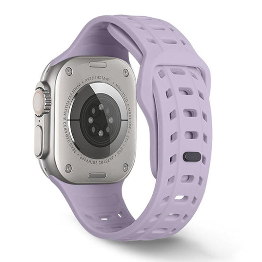 For Apple Watch 46mm / 49mm / 45mm / 44mm Shark Texture Holes Silicone Watch Band(Lavender Purple) by bashfashion