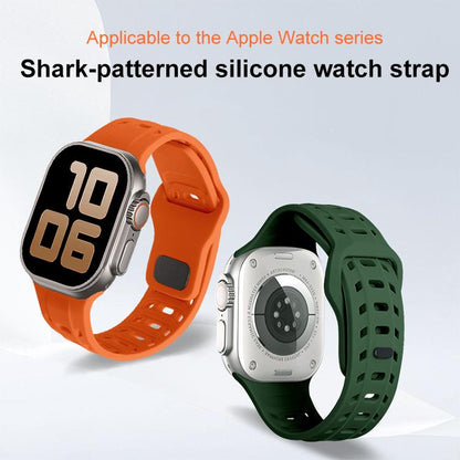For Apple Watch 46mm / 49mm / 45mm / 44mm Shark Texture Holes Silicone Watch Band(Stone) by bashfashion