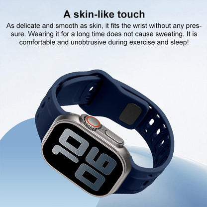 For Apple Watch 46mm / 49mm / 45mm / 44mm Shark Texture Holes Silicone Watch Band(Midnight Blue) by bashfashion