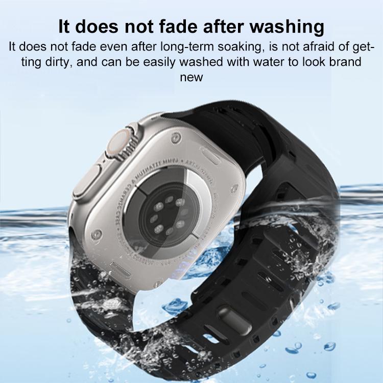 For Apple Watch 46mm / 49mm / 45mm / 44mm Shark Texture Holes Silicone Watch Band(Midnight Blue) by bashfashion