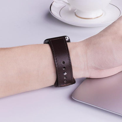 22mm xDfind Rivet Buckle Genuine Leather Watch Band(Dark Brown) by xDfind