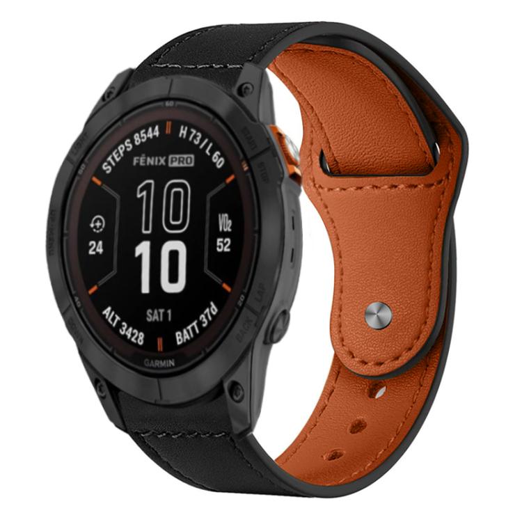 For Garmin Fenix 8/7X/6X/5X 26mm xDfind Rivet Buckle Genuine Leather Watch Band(Black) by xDfind
