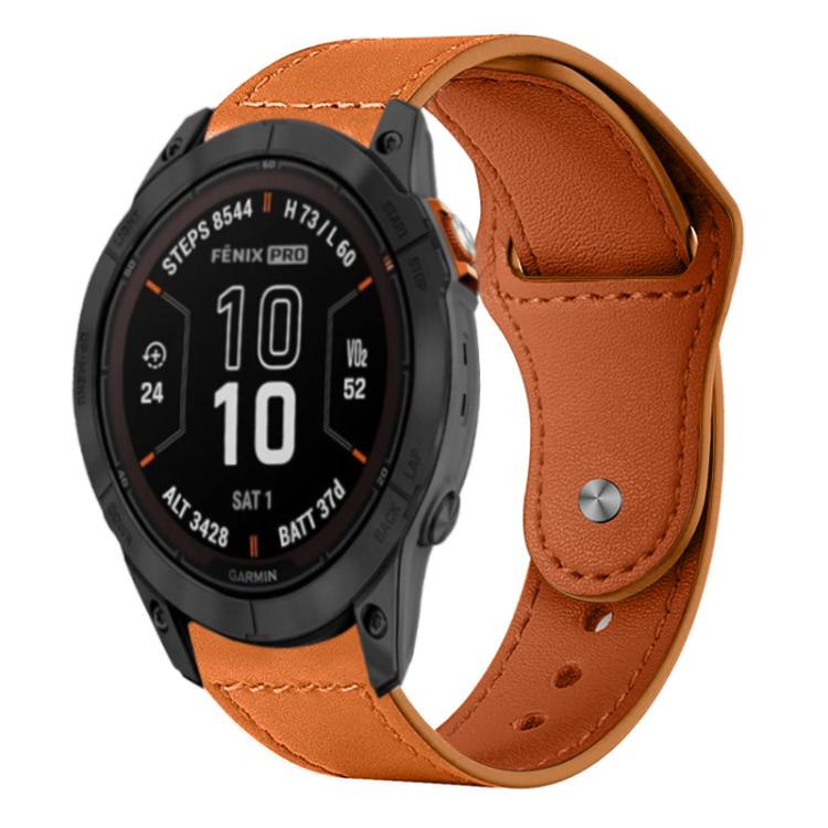 For Garmin Fenix 8/7X/6X/5X 26mm xDfind Rivet Buckle Genuine Leather Watch Band(Brown) by xDfind