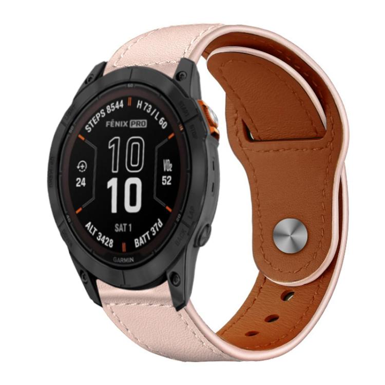 For Garmin Fenix 8/7X/6X/5X 26mm xDfind Rivet Buckle Genuine Leather Watch Band(Pink) by xDfind