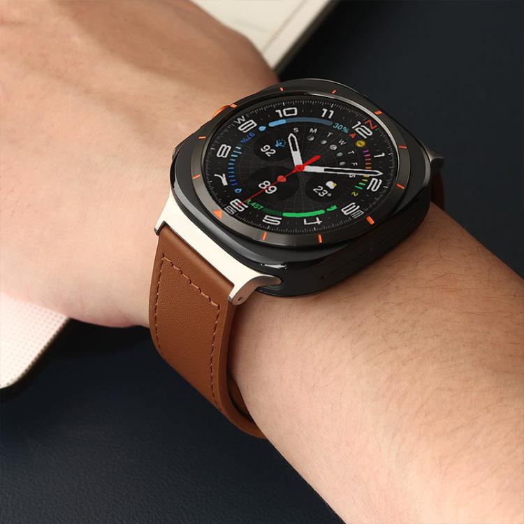 For Garmin Fenix 8/7X/6X/5X 26mm xDfind Rivet Buckle Genuine Leather Watch Band(Brown White Thread) by xDfind