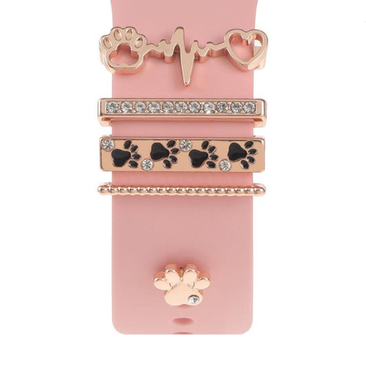 Smart Watch Band Decorative Ring Metal Accessories(Dog Paw Heart) by bashfashion