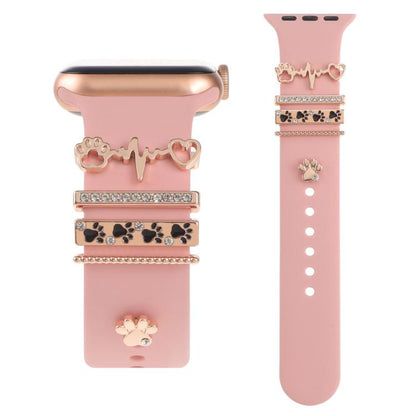 Smart Watch Band Decorative Ring Metal Accessories(Dog Paw Heart) by bashfashion