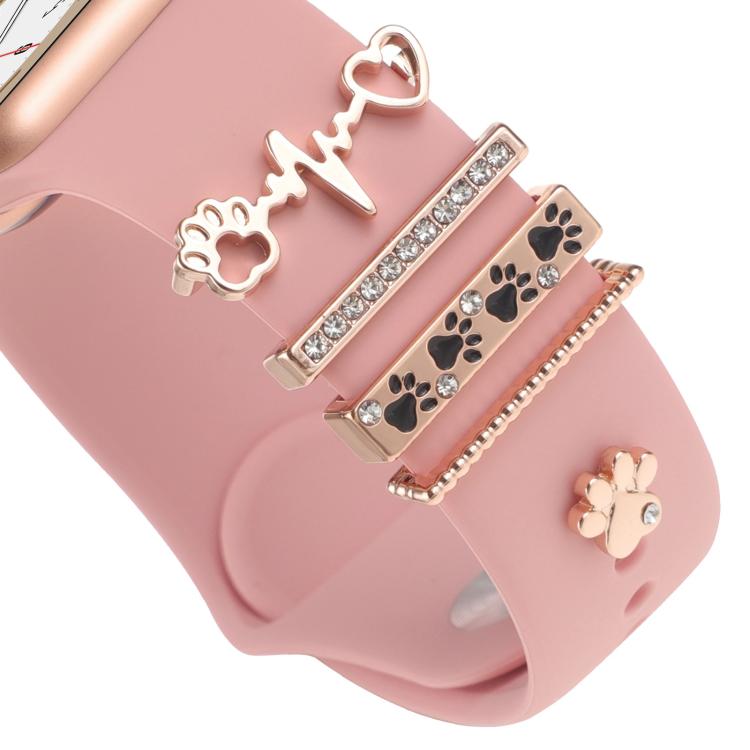 Smart Watch Band Decorative Ring Metal Accessories(Dog Paw Heart) by bashfashion