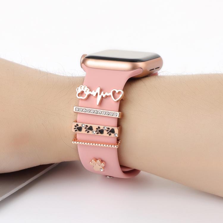 Smart Watch Band Decorative Ring Metal Accessories(Dog Paw Heart) by bashfashion