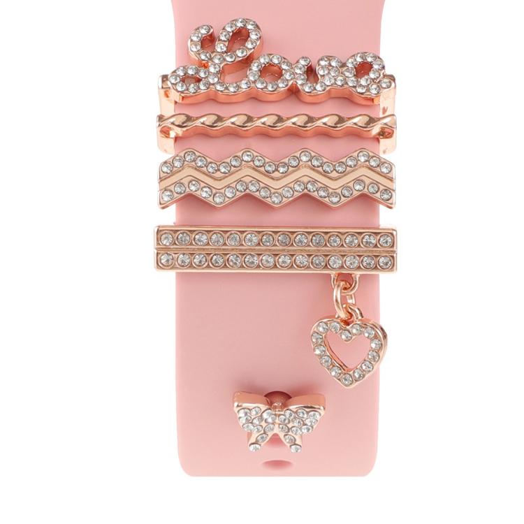 Smart Watch Band Decorative Ring Metal Accessories(Rose Gold LOVE) by bashfashion