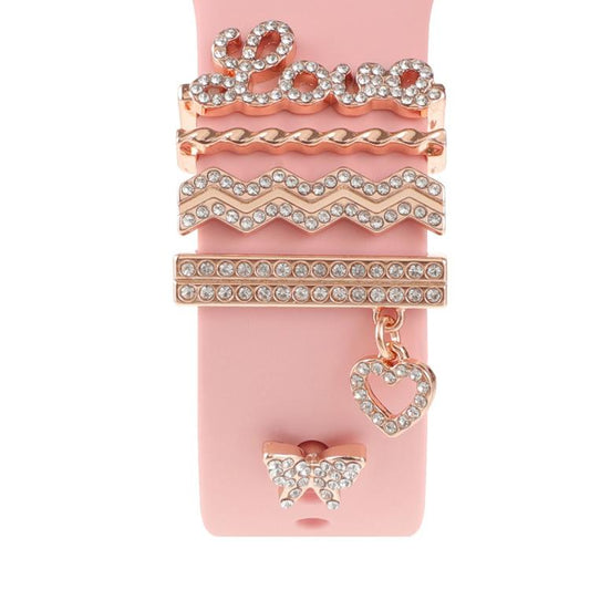 Smart Watch Band Decorative Ring Metal Accessories(Rose Gold LOVE) by bashfashion