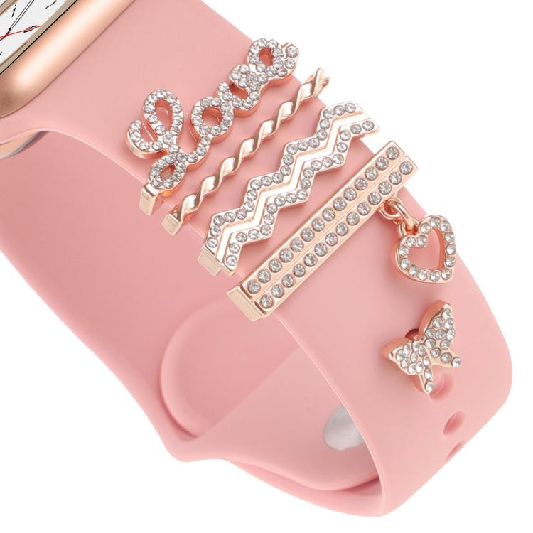 Smart Watch Band Decorative Ring Metal Accessories(Rose Gold LOVE) by bashfashion