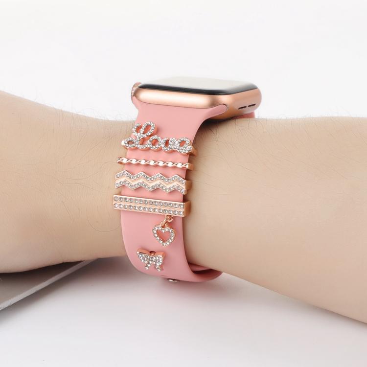 Smart Watch Band Decorative Ring Metal Accessories(Rose Gold LOVE) by bashfashion