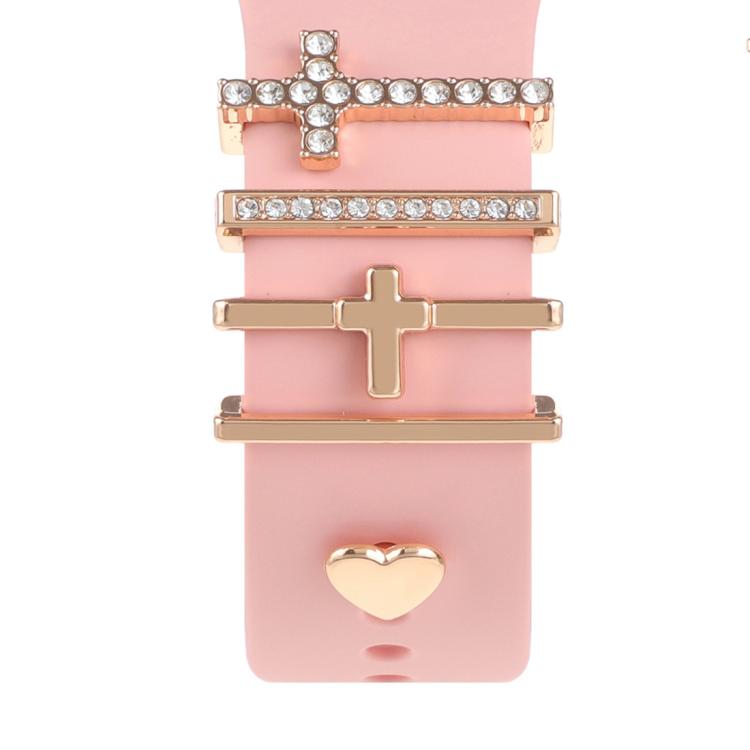 Smart Watch Band Decorative Ring Metal Accessories(Cross Heart) by bashfashion