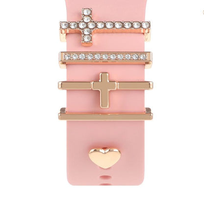 Smart Watch Band Decorative Ring Metal Accessories(Cross Heart) by bashfashion