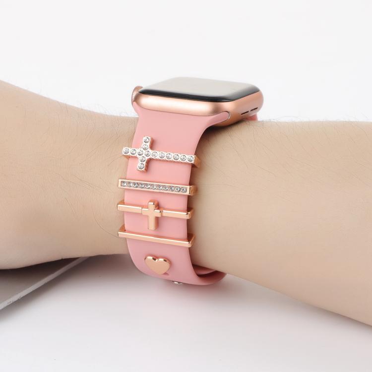 Smart Watch Band Decorative Ring Metal Accessories(Cross Heart) by bashfashion
