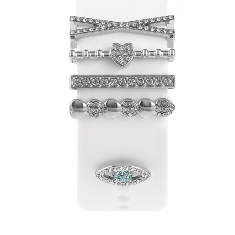 Smart Watch Band Decorative Ring Metal Accessories(Silver Heart Eyes) by bashfashion