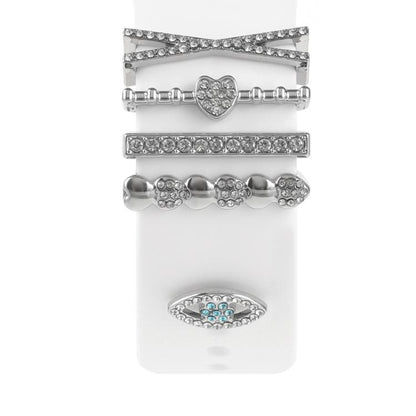 Smart Watch Band Decorative Ring Metal Accessories(Silver Heart Eyes) by bashfashion