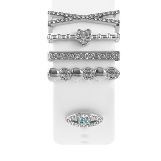 Smart Watch Band Decorative Ring Metal Accessories(Silver Heart Eyes) by bashfashion