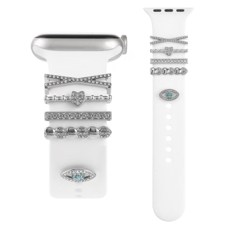 Smart Watch Band Decorative Ring Metal Accessories(Silver Heart Eyes) by bashfashion