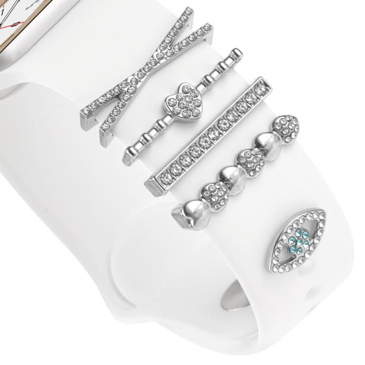 Smart Watch Band Decorative Ring Metal Accessories(Silver Heart Eyes) by bashfashion