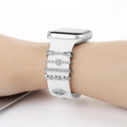 Smart Watch Band Decorative Ring Metal Accessories(Silver Heart Eyes) by bashfashion