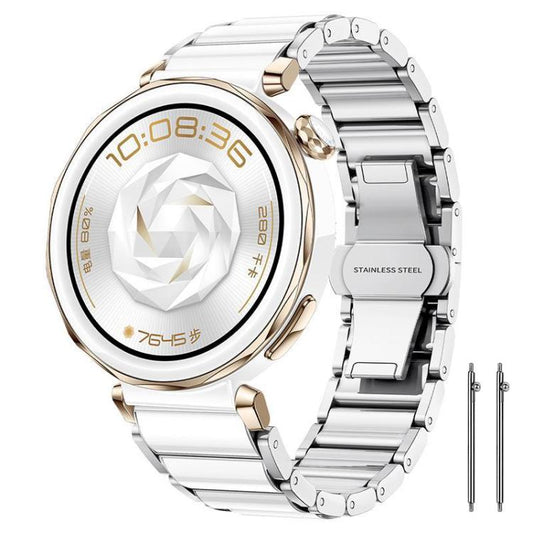 For Huawei Watch GT 6 41mm / GT 5 Pro 42mm xDfind Ceramic Stainless Steel Watch Band(Silver White) by xDfind