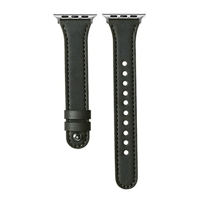 For Apple Watch 42 / 44 / 45 / 46 / 49mm xDfind Double Ring Single Rivet Genuine Leather Watch Band(Army Green) by xDfind
