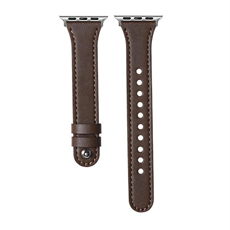 For Apple Watch 42 / 44 / 45 / 46 / 49mm xDfind Double Ring Single Rivet Genuine Leather Watch Band(Coffee) by xDfind