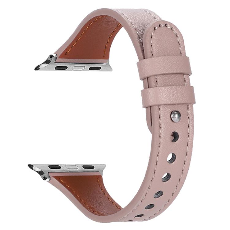 For Apple Watch 42 / 44 / 45 / 46 / 49mm xDfind Double Ring Single Rivet Genuine Leather Watch Band(Pink) by xDfind