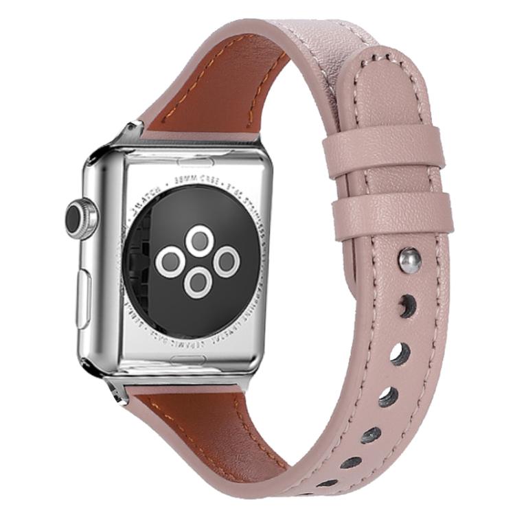 For Apple Watch 42 / 44 / 45 / 46 / 49mm xDfind Double Ring Single Rivet Genuine Leather Watch Band(Pink) by xDfind