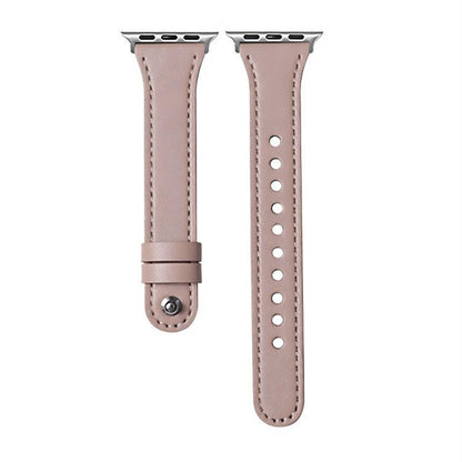 For Apple Watch 42 / 44 / 45 / 46 / 49mm xDfind Double Ring Single Rivet Genuine Leather Watch Band(Pink) by xDfind