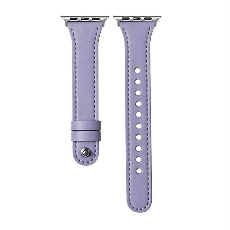 For Apple Watch 42 / 44 / 45 / 46 / 49mm xDfind Double Ring Single Rivet Genuine Leather Watch Band(Purple) by xDfind