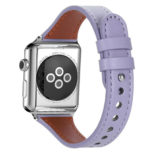 For Apple Watch 42 / 44 / 45 / 46 / 49mm xDfind Double Ring Single Rivet Genuine Leather Watch Band(Purple) by xDfind