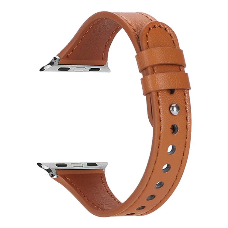 For Apple Watch 42 / 44 / 45 / 46 / 49mm xDfind Double Ring Single Rivet Genuine Leather Watch Band(Light Brown) by xDfind