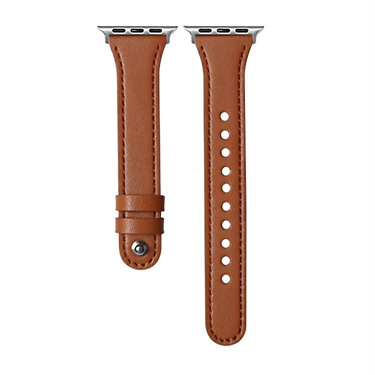 For Apple Watch 42 / 44 / 45 / 46 / 49mm xDfind Double Ring Single Rivet Genuine Leather Watch Band(Light Brown) by xDfind