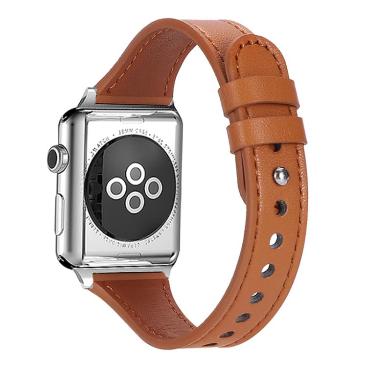 For Apple Watch 42 / 44 / 45 / 46 / 49mm xDfind Double Ring Single Rivet Genuine Leather Watch Band(Light Brown) by xDfind