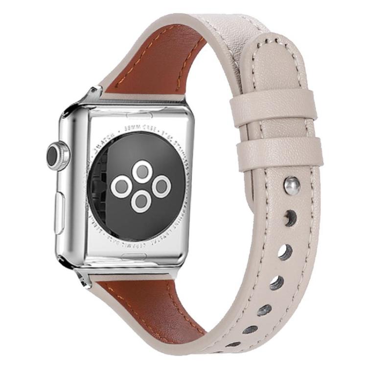 For Apple Watch 38 / 40 / 41 / S10 42mm xDfind Double Ring Single Rivet Genuine Leather Watch Band(White) by xDfind