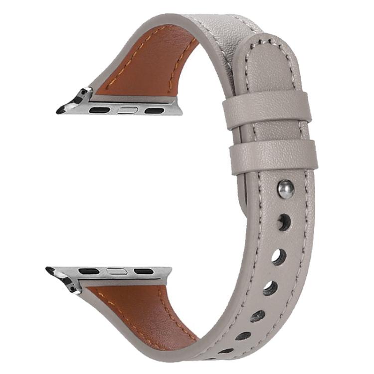 For Apple Watch 38 / 40 / 41 / S10 42mm xDfind Double Ring Single Rivet Genuine Leather Watch Band(Grey) by xDfind
