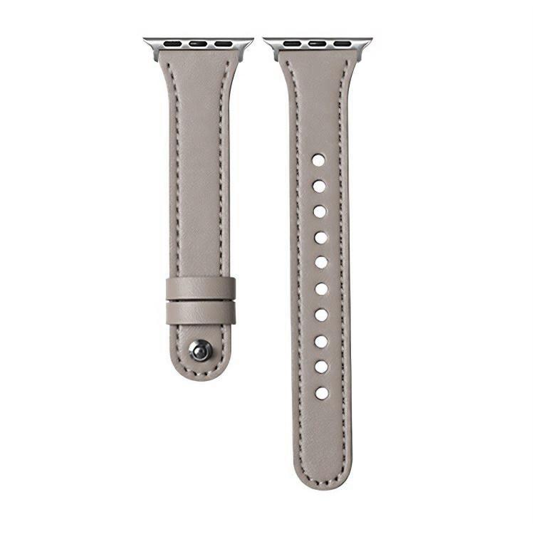 For Apple Watch 38 / 40 / 41 / S10 42mm xDfind Double Ring Single Rivet Genuine Leather Watch Band(Grey) by xDfind