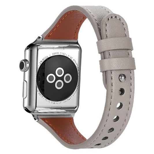 For Apple Watch 38 / 40 / 41 / S10 42mm xDfind Double Ring Single Rivet Genuine Leather Watch Band(Grey) by xDfind