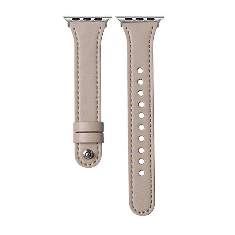 For Apple Watch 38 / 40 / 41 / S10 42mm xDfind Double Ring Single Rivet Genuine Leather Watch Band(Apricot) by xDfind