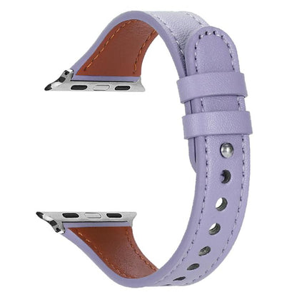 For Apple Watch 38 / 40 / 41 / S10 42mm xDfind Double Ring Single Rivet Genuine Leather Watch Band(Purple) by xDfind
