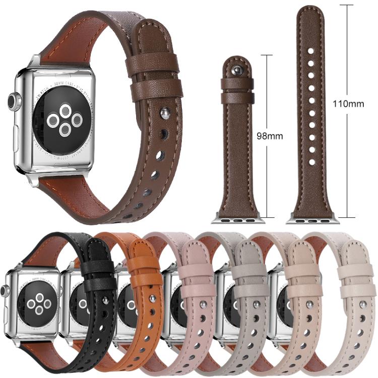 For Apple Watch 38 / 40 / 41 / S10 42mm xDfind Double Ring Single Rivet Genuine Leather Watch Band(Army Green) by xDfind