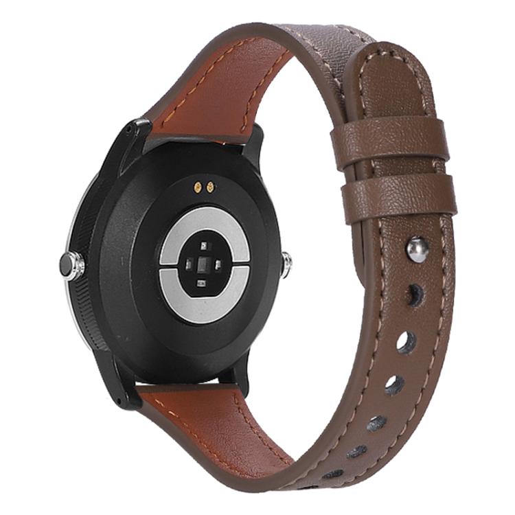 20mm xDfind Double Ring Single Rivet Genuine Leather Watch Band(Coffee) by xDfind