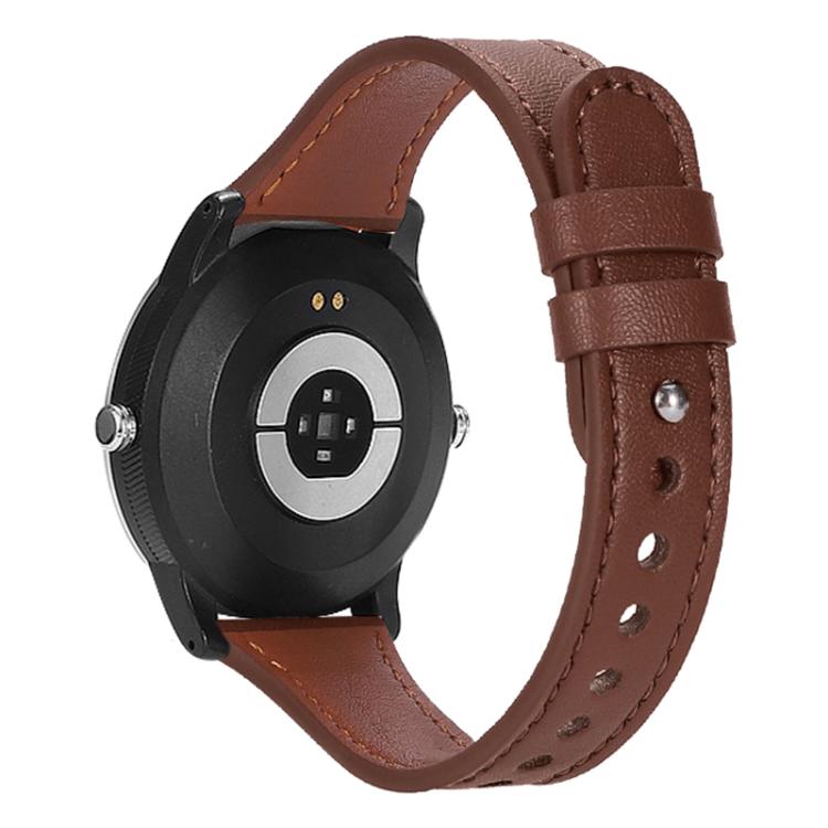 20mm xDfind Double Ring Single Rivet Genuine Leather Watch Band(Dark Brown) by xDfind