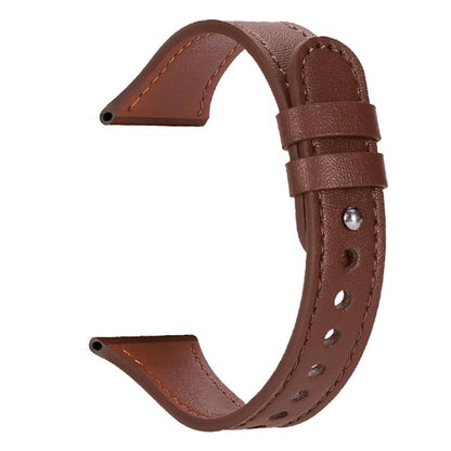 20mm xDfind Double Ring Single Rivet Genuine Leather Watch Band(Dark Brown) by xDfind