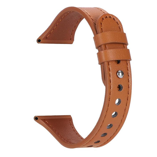 20mm xDfind Double Ring Single Rivet Genuine Leather Watch Band(Light Brown) by xDfind