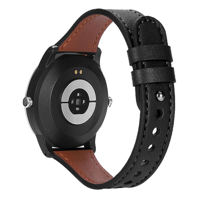 22mm xDfind Double Ring Single Rivet Genuine Leather Watch Band(Black) by xDfind